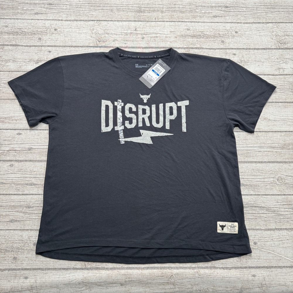 NEW Under Armour T-Shirt Women's XL Black Project Rock Disrupt Loose Fit Skater